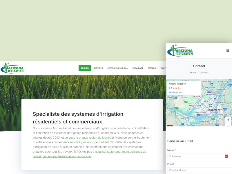Arizona Irrigation Site web complet