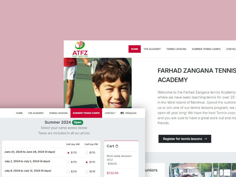 Académie de Tennis Farhad Zangana Site transactionnel